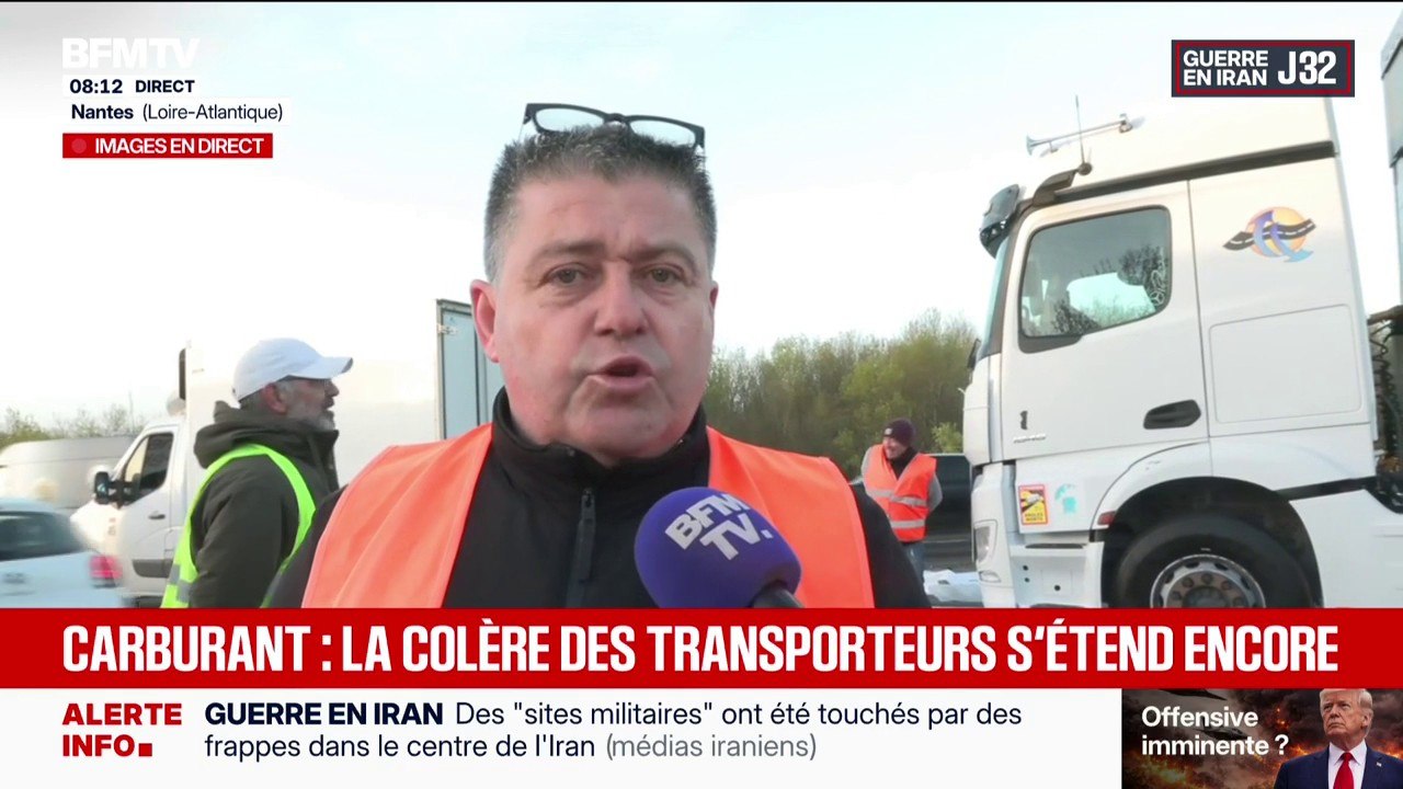 À Nantes, les transporteurs routiers se mobilisent contre la hausse des prix du carburant