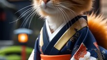 Orange Taddy Cat 😻🍊  Cute Japanese Kimono Dress 😍