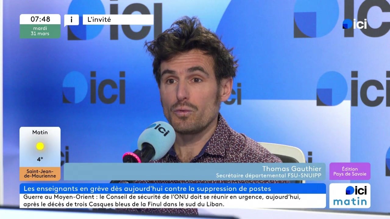 Thomas Gauthier, le secrétaire départemental en Savoie du syndicat enseignant FSU-Snuipp