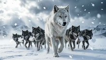 Wolf Leads Pack Through Blizzard
