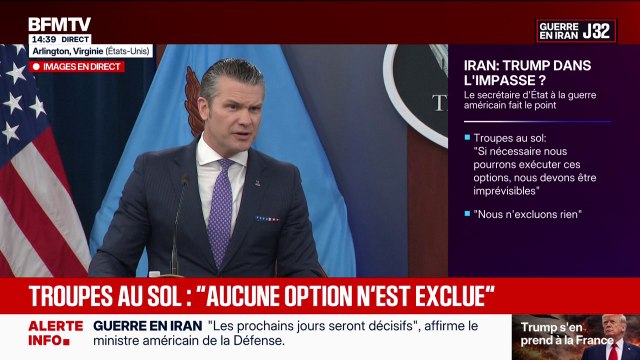 Guerre contre l'Iran: l'idée c'est de les amener à capituler estime Pete Hegseth, secrétaire à la Défense des Etats-Unis
