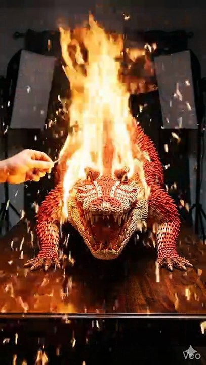 Art of matchstick Corcodile Burning_match