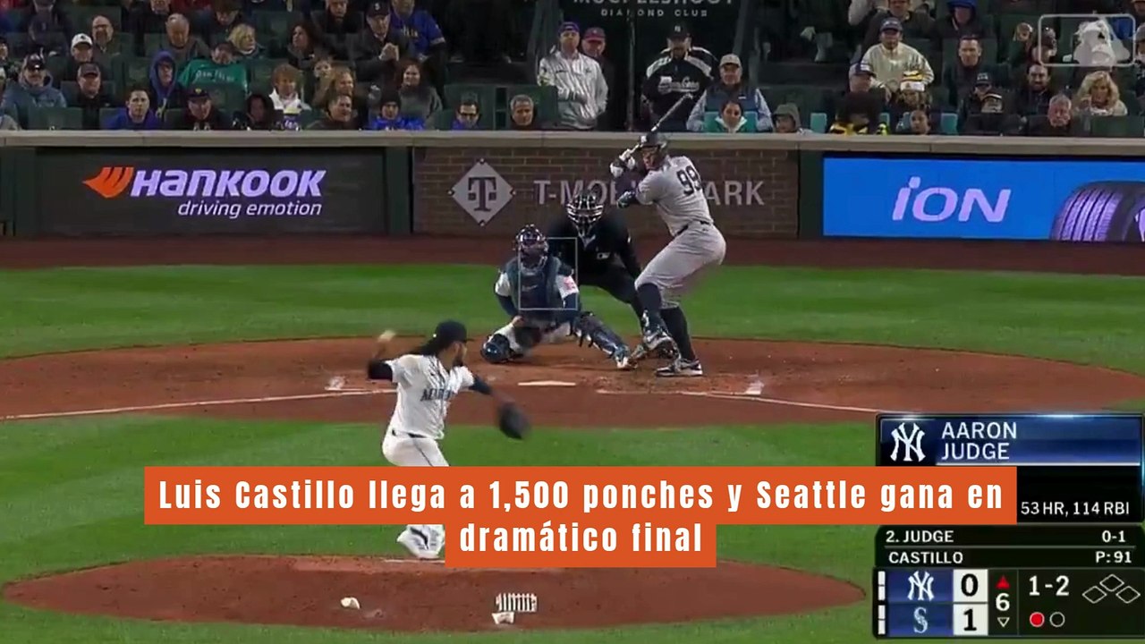 Luis Castillo llega a 1,500 ponches y Seattle gana en dramático final