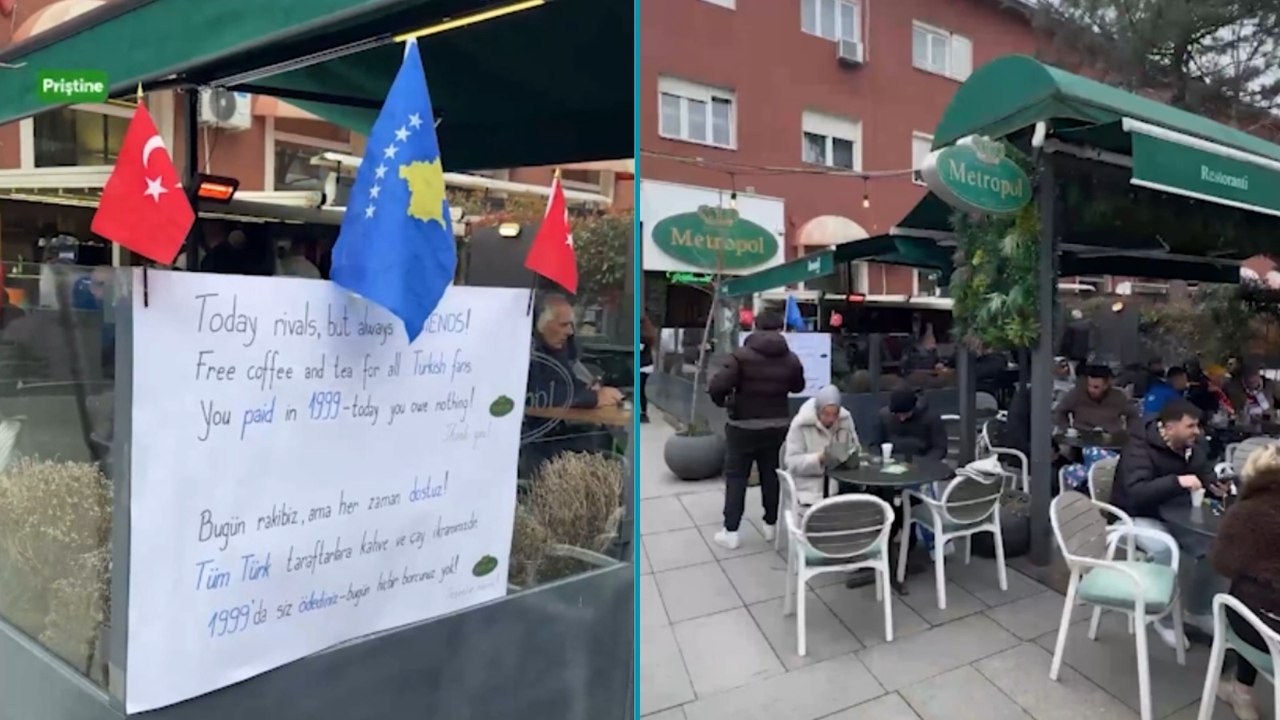Kosovalı işletmeciden Türk taraftarlara duygulandıran kahve ikramı