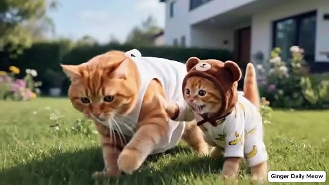 Cute Ginger Kitten Loves Cheese 🧀🐱 | Mama Cat Makes Stretchy Cheesy Pizza 🍕❤️