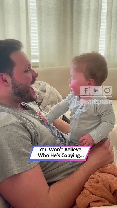 Baby Mimics Dad’s Shout! Hilarious & Heartwarming Moment|| Heartsome 💖