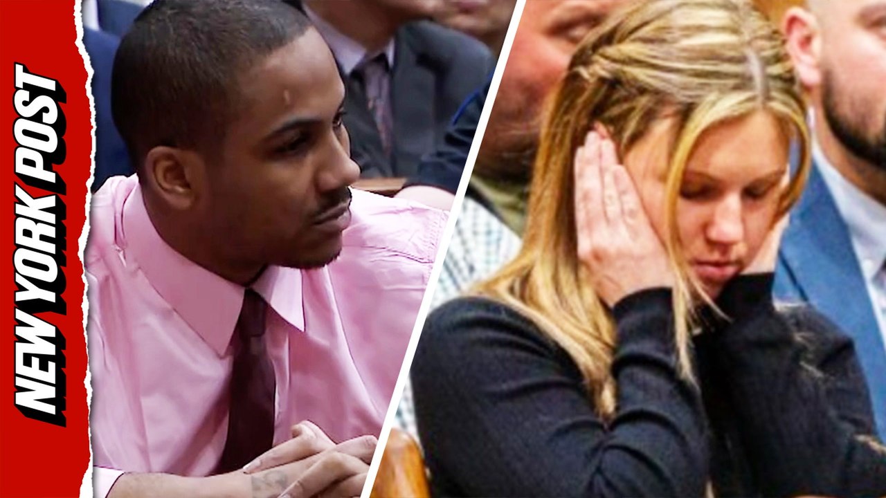 Jonathan Diller's widow covers her ears as video of her husband's final moments are played in court
