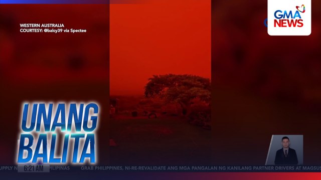 Kalangitan at paligid sa Shark Bay, nagkulay-pula bago humagupit ang Tropical Cyclone Narelle | Unang Balita