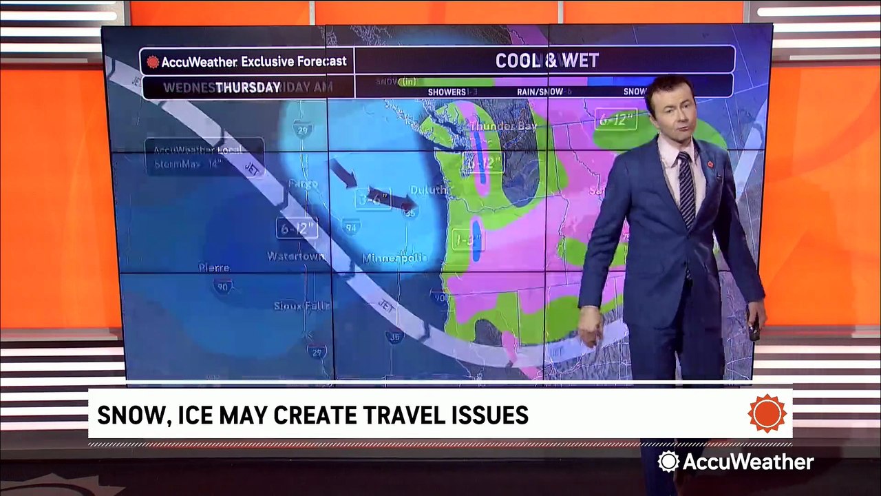 Snow and ice may create travel issues in the Upper Midwest and Northern Plains