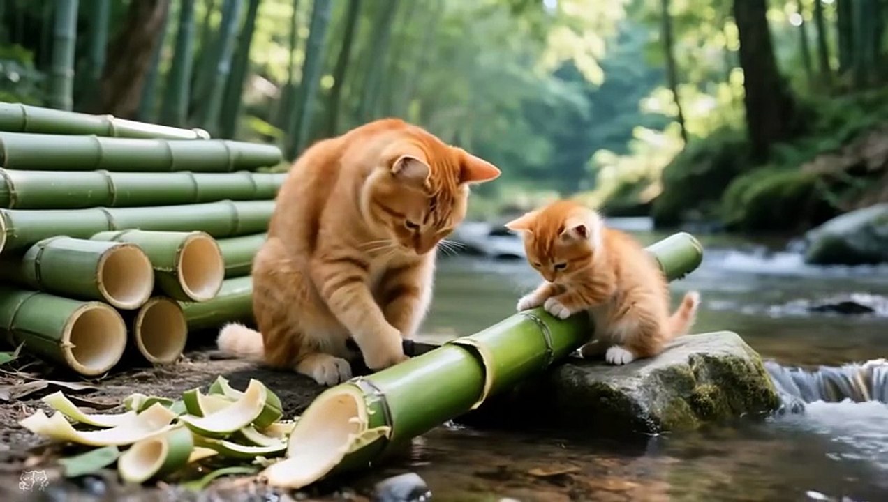 (88) Too Hot! Mama Cat Takes Ginger to the Mountains for Somen and Rafting!