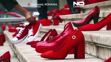 Red shoes protest in Romania highlights femicide crisis