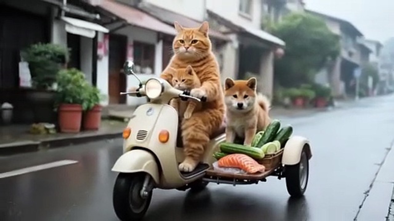 (88) Ginger and Mama Cat Adopt a Stray Shiba Inu and Make Delicious Salmon Sushi Together!