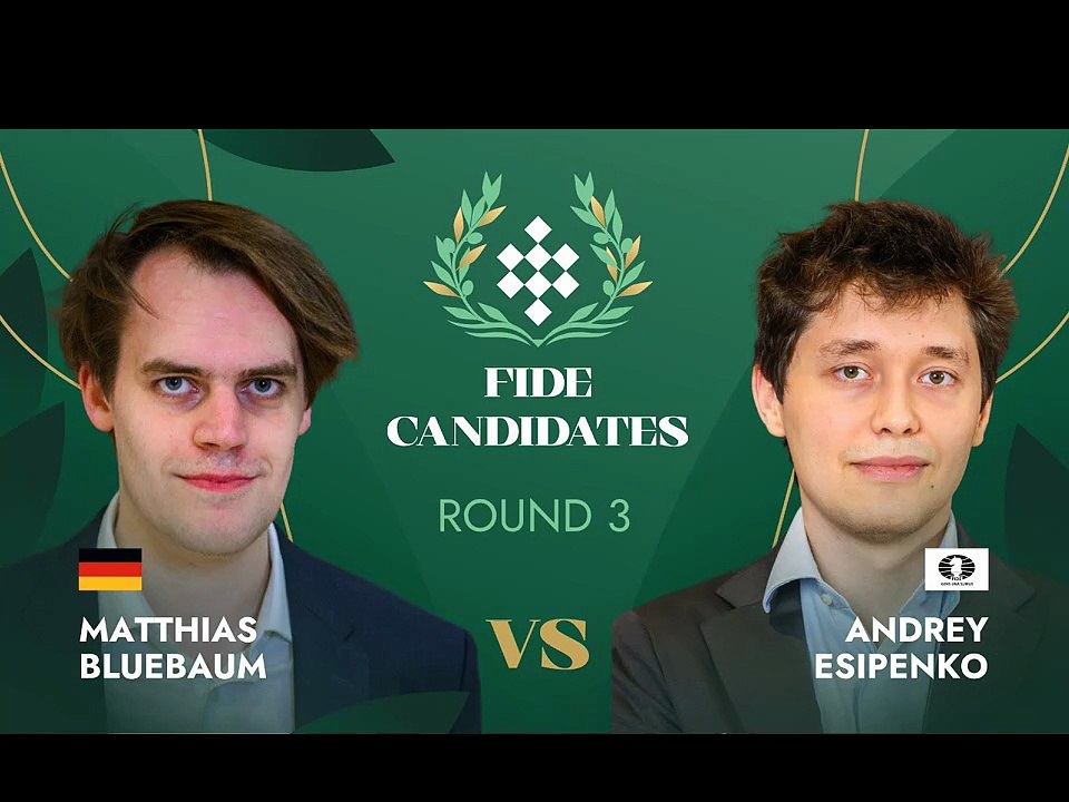 Bluebaum vs Esipenko – another intense Candidates battle!  Matthias Bluebaum faced Andrey Esipenko in Round 3 of the FIDE Candidates Tournament 2026.  A deep positional struggle between two strong grandmasters that ultimately finished in a draw.  #chess #