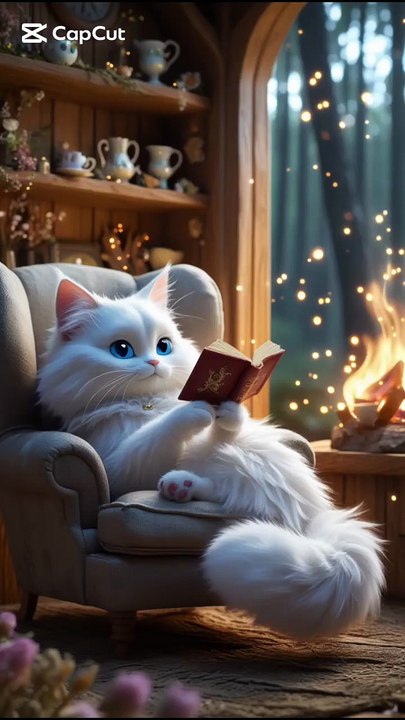 Cute Cat Reading a Book 😻📖  Smart & Adorable Moments 😍