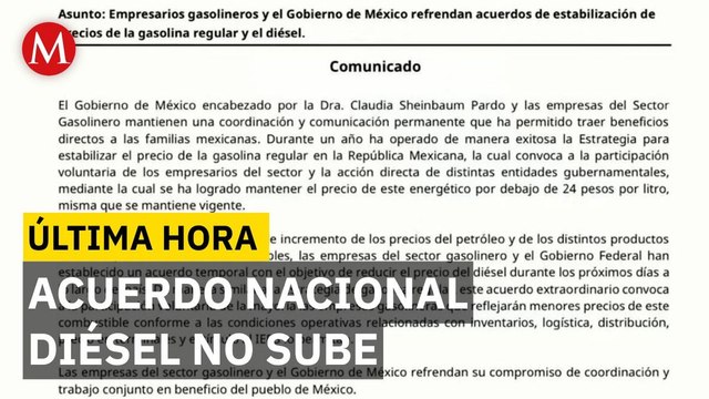 Gobierno y gasolineros acuerdan mantener precio del diésel en 28.30 pesos