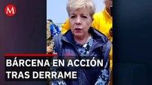 Alicia Bárcena supervisa limpieza en Coatzacoalcos tras derrame de petróleo