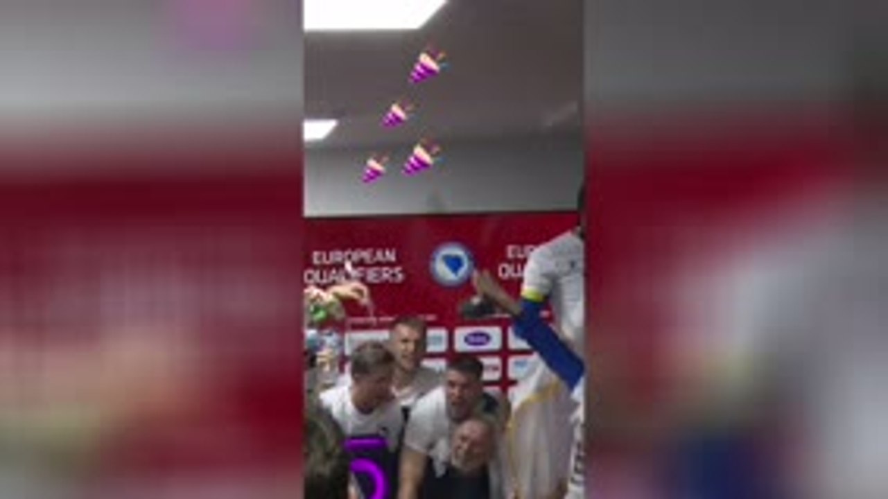 Wild scenes as Bosnia players storm press conference