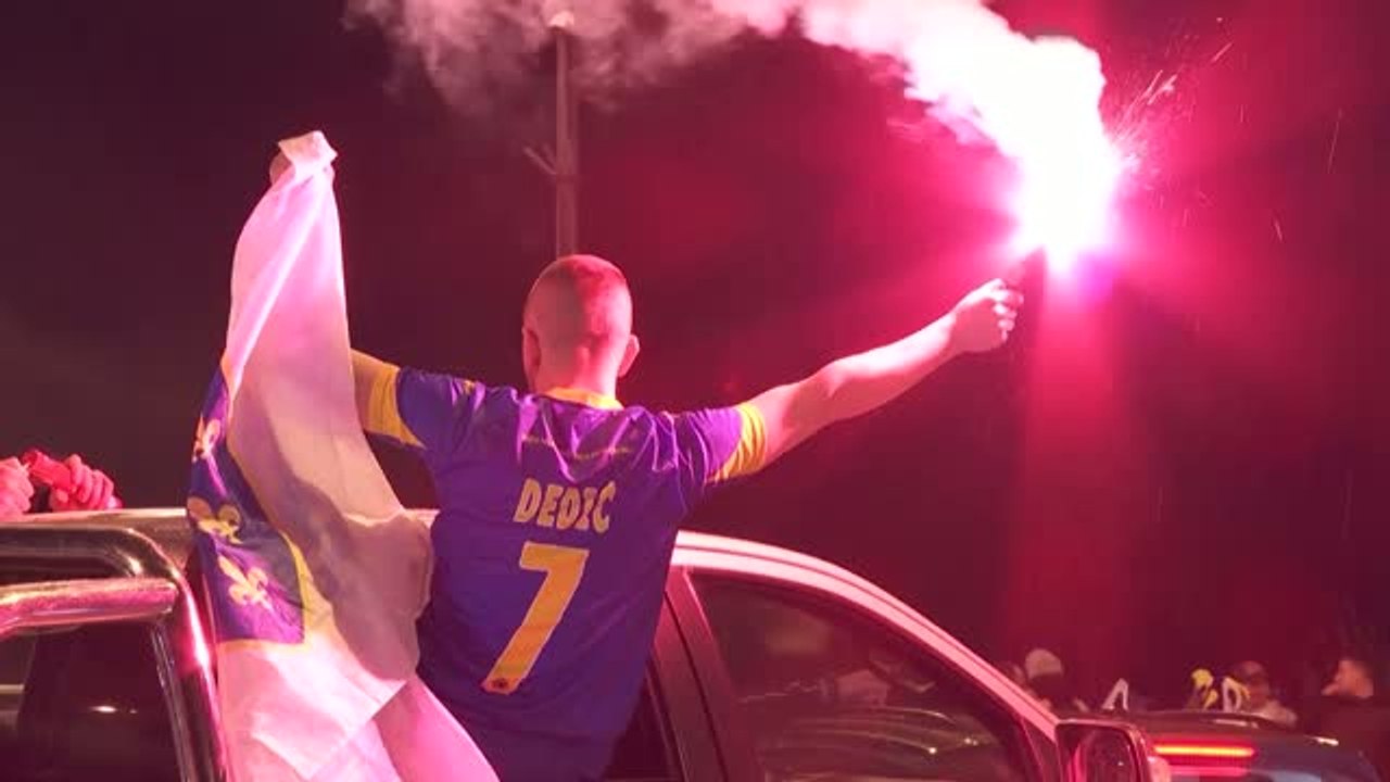 Bosnie - Scènes de liesse à Zenica après la qualification pour la Coupe du monde