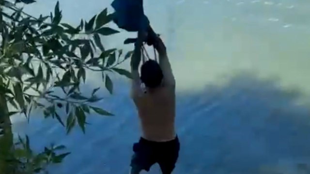 Guy Tries Rope Swing At Deer Creek Lake and Loses Grip Mid Swing