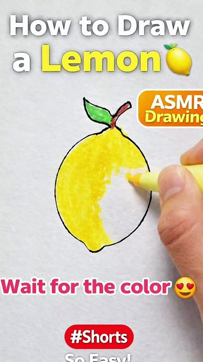 How to Draw a Lemon 🍋 | Satisfying ASMR Drawing #Shorts (So Easy!)