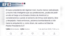 Trump afirma que Irán le ha pedido un alto el fuego y que lo considerará si reabre Ormuz