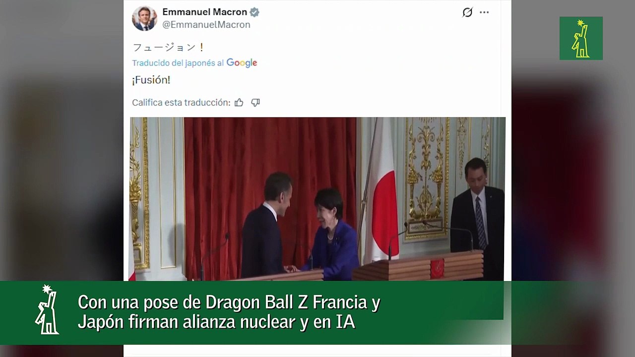 Con una pose de Dragon Ball Z Francia y Japón firman alianza nuclear y en IA