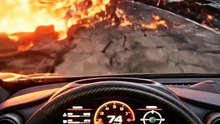 Car passing volcano
