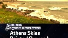 Athens Skies Painted Orange By Saharan Dust Clouds