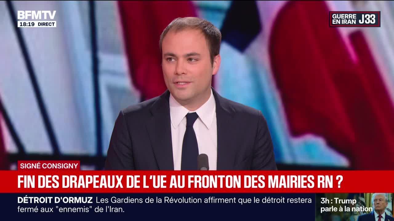 SIGNÉ CONSIGNY - Fin des drapeaux de l'UE au fronton des mairies RN - 25/03