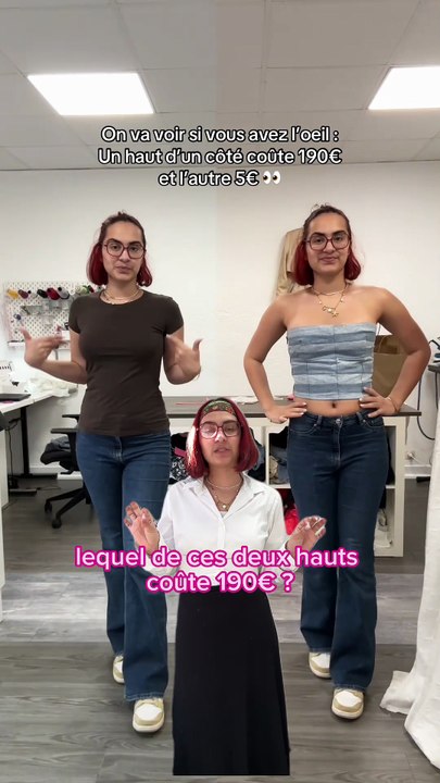 Alors à ton avis ?Pour celles qui ne me connaissent pas : je suis Inès, créatrice de tenues sur-mesure & upcyclées, faites à la main dans mon atelier ✂️✨L’un de ces hauts a été fait dans le cadre d’un défilé.C’est un travail artisanal, long, et