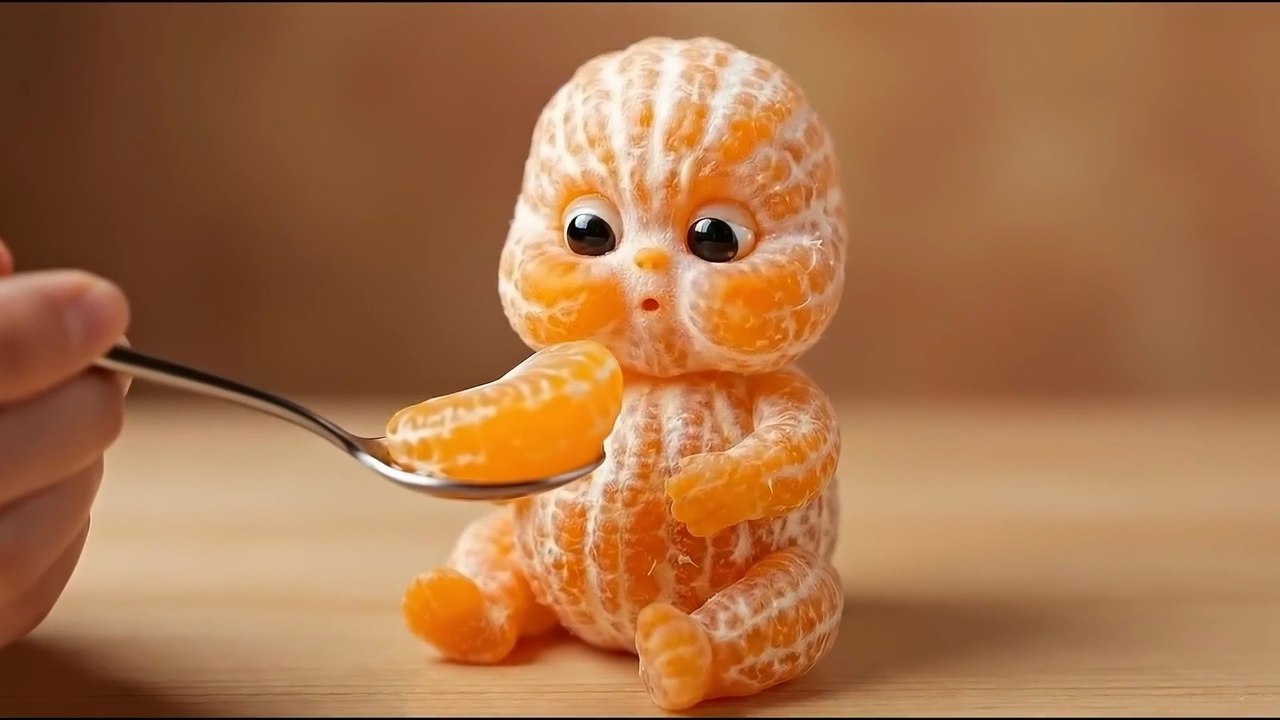 Cute or Creepy? 🍓 AI Fruit Babies Eating Real Fruit (ASMR)