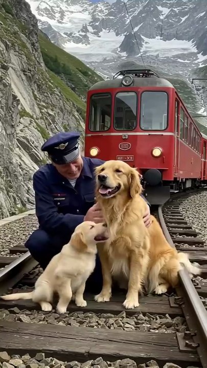 Golden Retriever Mom and Puppy Save a Train #dog #goldenretriever #rescue #animals