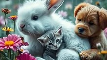 Sad Moments #cat #puppy #rabbit
