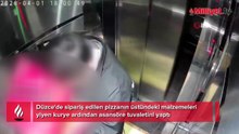 Asansörde akılalmaz anlar! Siparişteki pizzayı yiyen kuryeden, teslimat sonrası skandal hareket