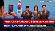 Presiden Prabowo Bertemu Carmen Hearts2Hearts di Korea Selatan, Kompak Finger Heart