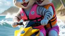 Two Cats on Jet Ski 😻⛷️  Cute & Crazy Adventure!