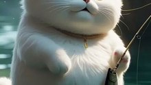 Fat White Cat 😻🎣  Catching Fish Like a Pro!