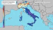 Mappa relativa all'anomalia di temperatura prevista nei prossimi giorni