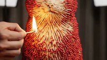 "Watch 50,000 Matchsticks Cat Sculpture Turn Into Ashes! 🔥 (Incredible Art)"