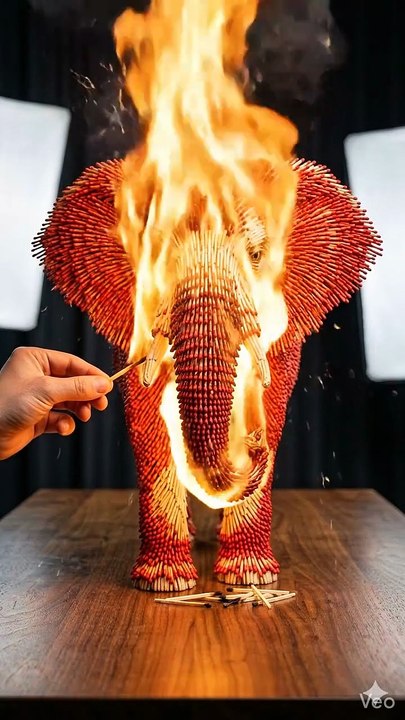 Art of matchstick Elephant burning 🔥