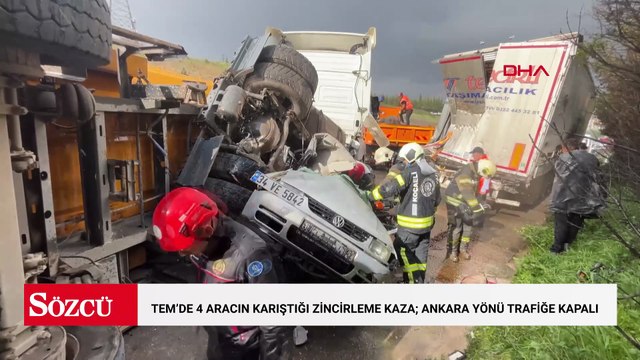 TEM’de 4 aracın karıştığı zincirleme kaza; Ankara yönü trafiğe kapalı