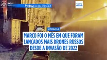 Rússia disparou número recorde de drones contra a Ucrânia em março, segundo novos dados da força aérea