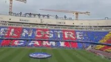 Tifo espectacular en el Camp Nou en la vuelta de Champions del Barça vs Real Madrid