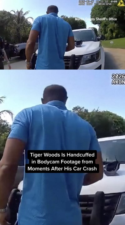Tiger Woods Handcuffed in Bodycam Footage from Moments After His Car Crash