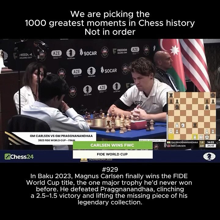 Magnus Carlsen completes his trophy cabinet by winning the FIDE World Cup in 2023.#chessnetx #magnus