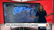 Snow and ice fall from Minnesota to Upper Michigan