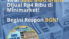 Viral Susu MBG Gratis Dijual Rp4 Ribu di Minimarket! Begini Respon BGN!