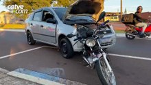 Batida entre carro e moto deixa homem ferido no Brasmadeira