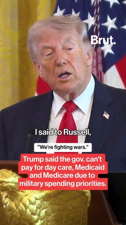 rump says government can’t pay for day care due to military spending priorities.