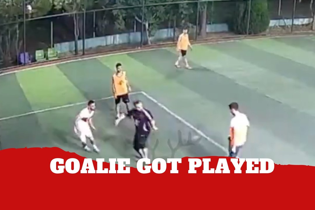 Friends prank goalkeeper in hilarious mini football moment caught on camera